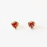 Orange Sapphire Sweetheart Stud Earrings