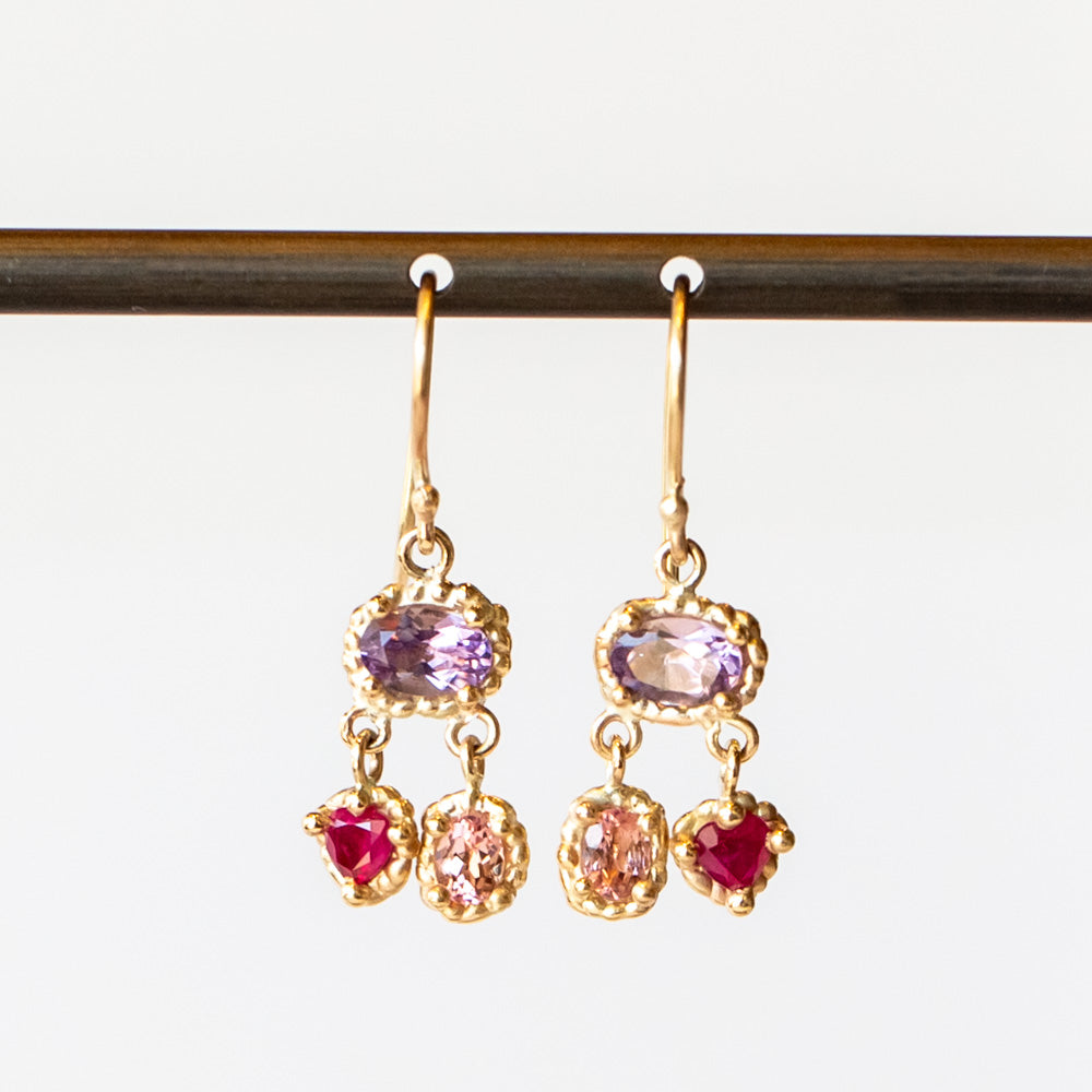 Purple Trio Drop Earrings