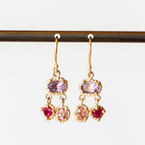 Purple Trio Drop Earrings