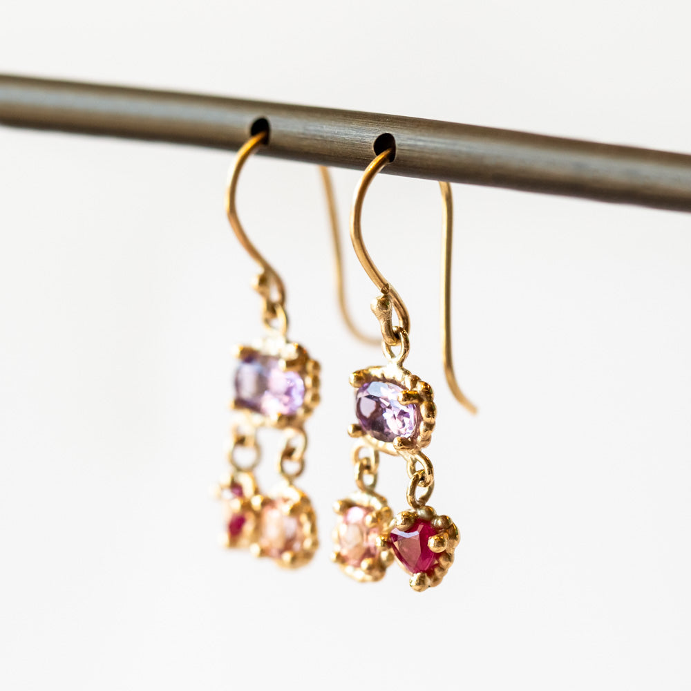 Purple Trio Drop Earrings