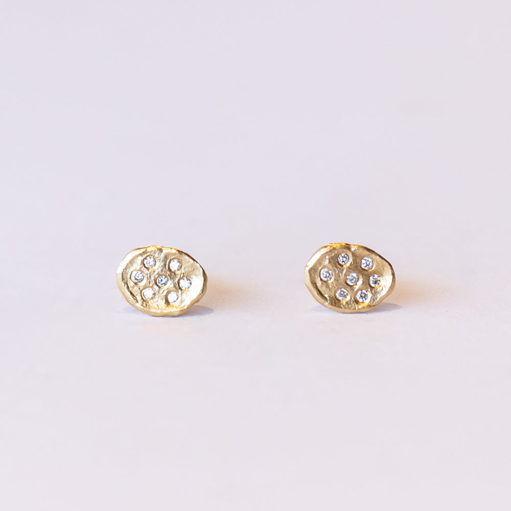 Victoria Cunningham | Golden Pave Diamond Flake Stud Earrings