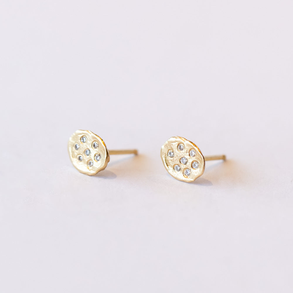 Victoria Cunningham | Golden Pave Diamond Flake Stud Earrings