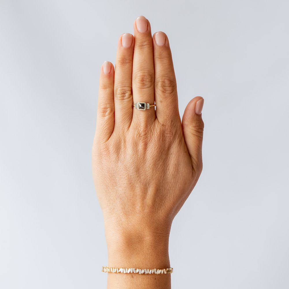 Three-Stone Black and White Diamond Triad Ring