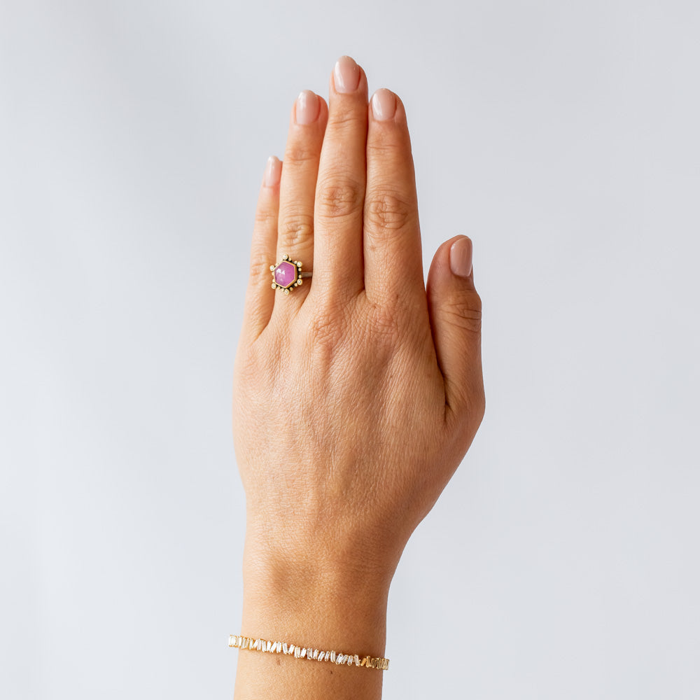 Pink Star Sapphire Ring with Diamonds