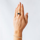 Oval Black Drusy Ring with Two Diamond Dots