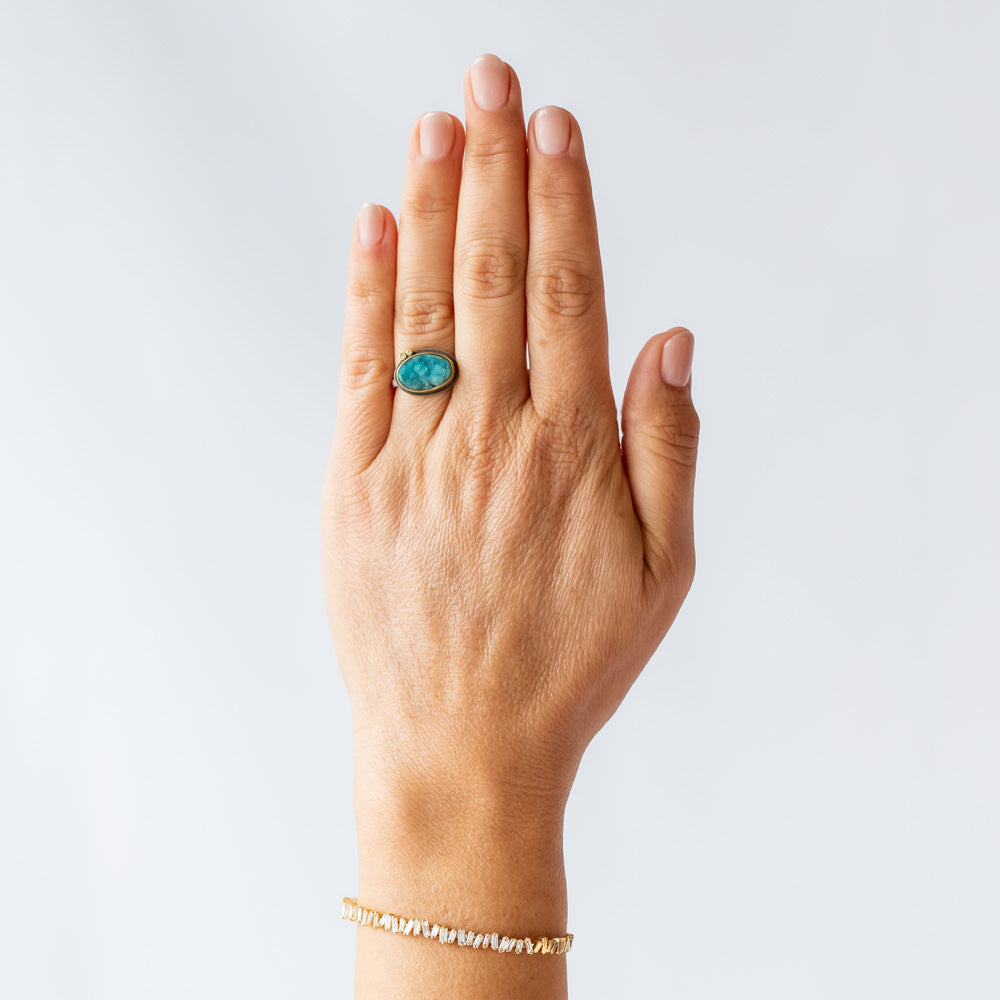 Oval Chrysocolla Drusy Ring