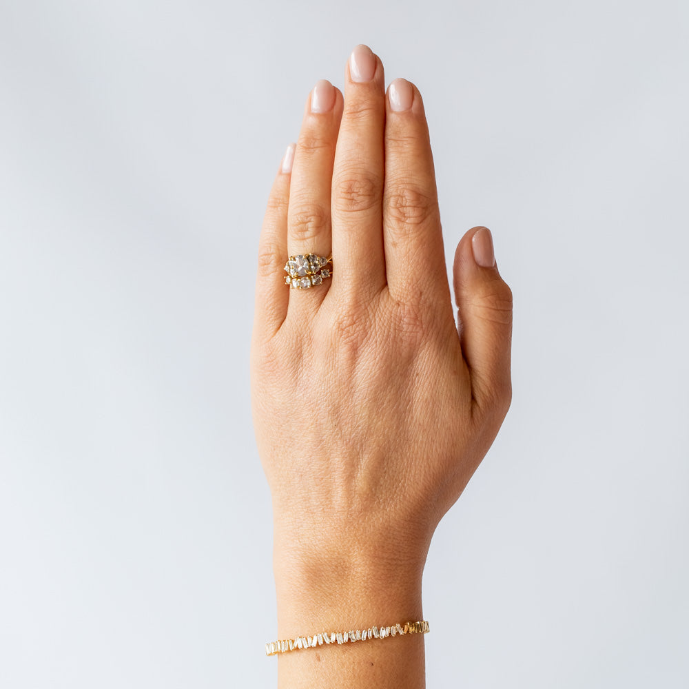 Salt and Pepper Oval Rose Cut Diamond Nico Ring