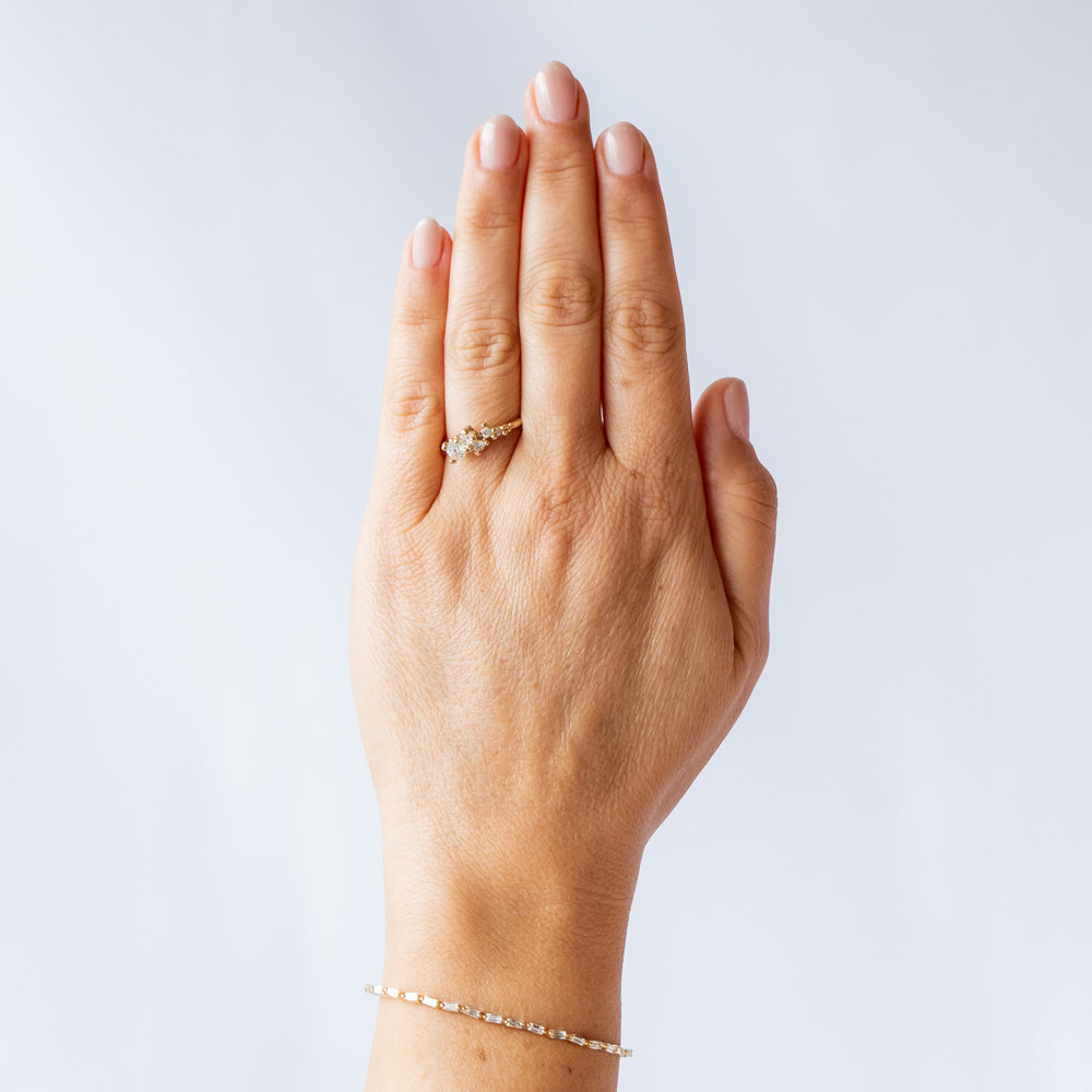 Antique Diamond Asymmetric Ring with Granules