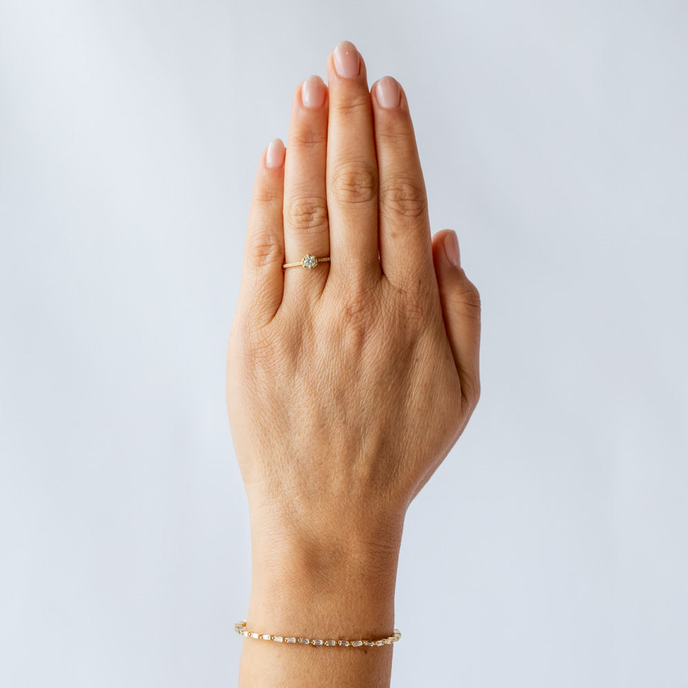 Satomi Kawakita | 4mm White Diamond Hexagon Pave Band Ring