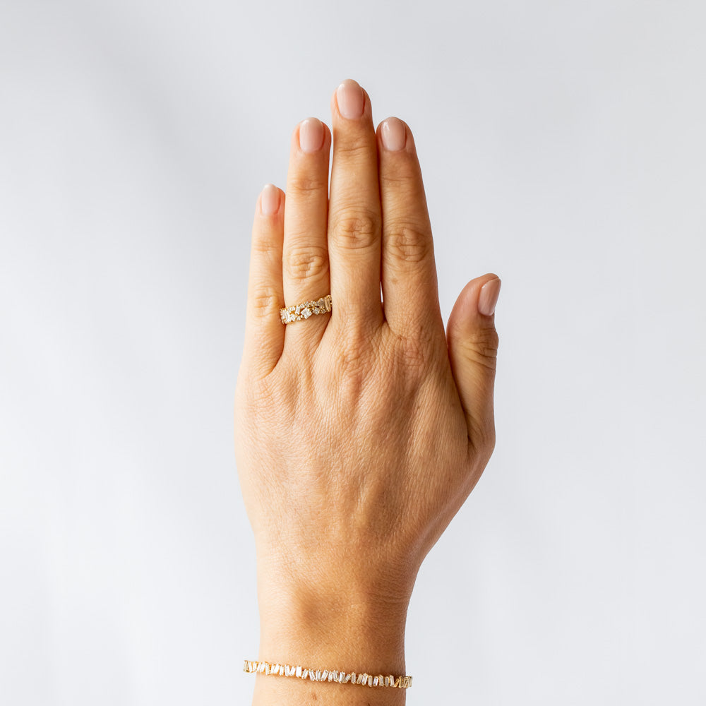 Suzanne Kalan | 18k Baguette and Princess Cut Diamond Half Band