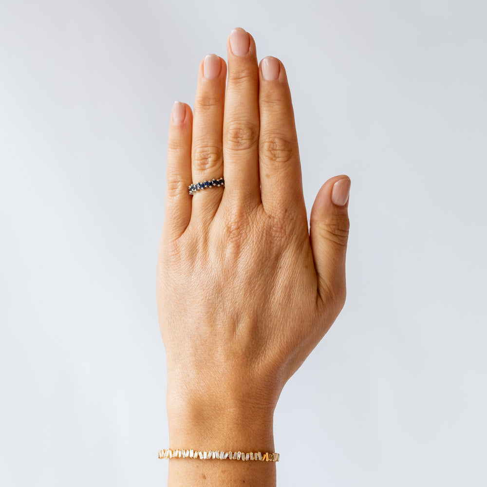 Suzanne Kalan | 18k Princess Midi Dark Blue Sapphire Eternity Band