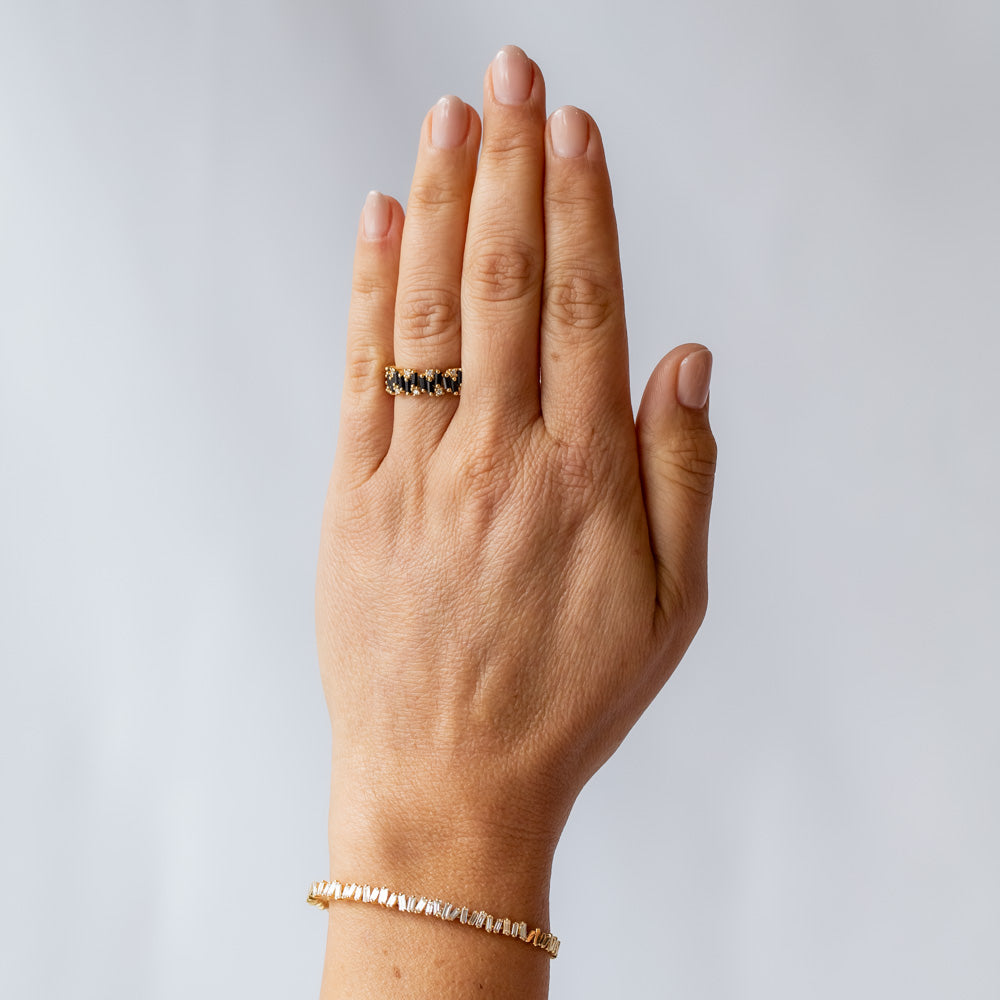 Suzanne Kalan | 18k Shimmer Black Sapphire and Diamond Half Eternity Band