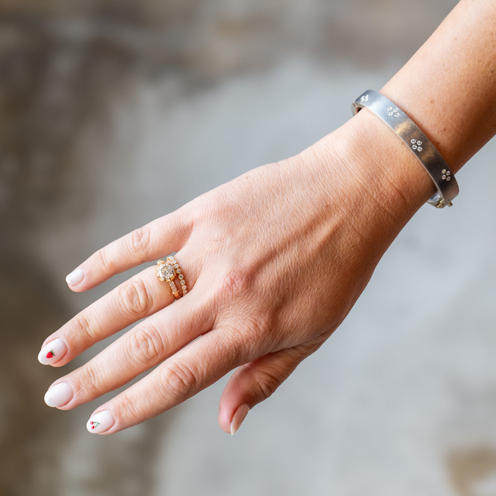 Maru 8mm Silver and Diamond Bangle