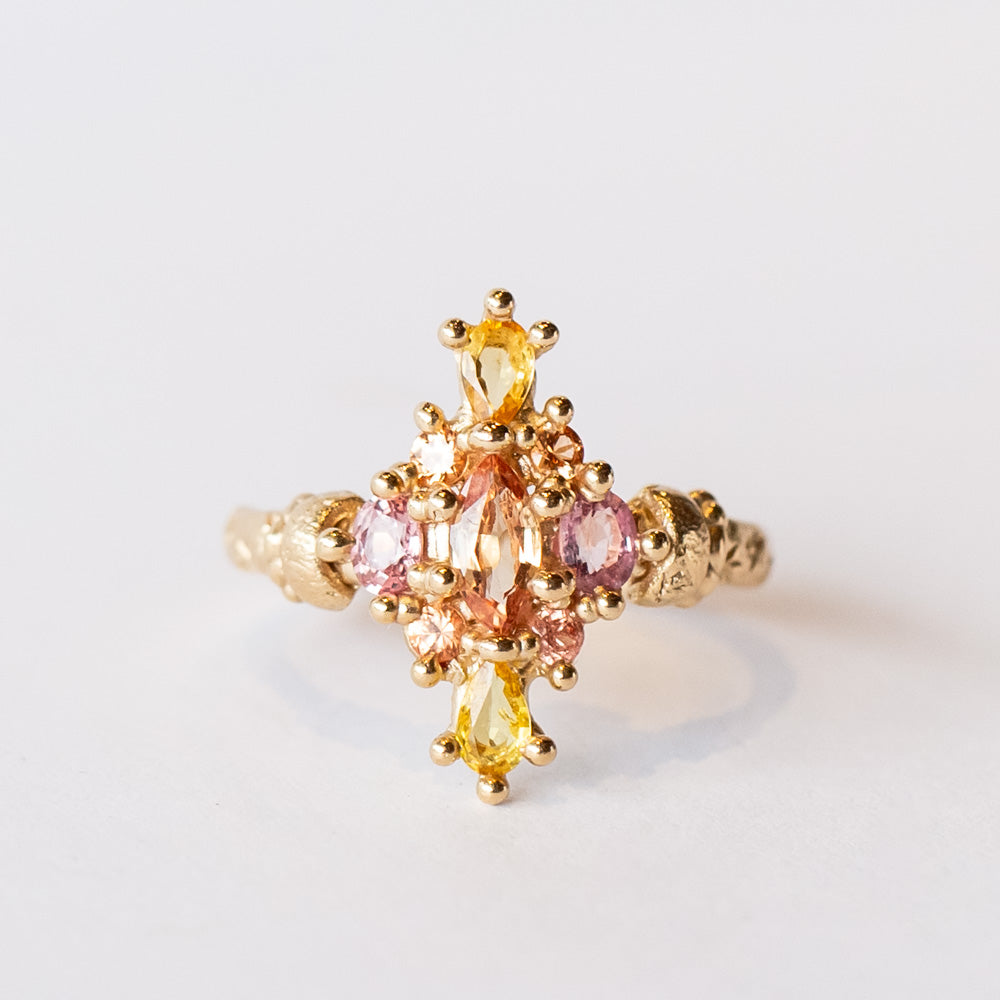 Yellow and Pink Navette Ring