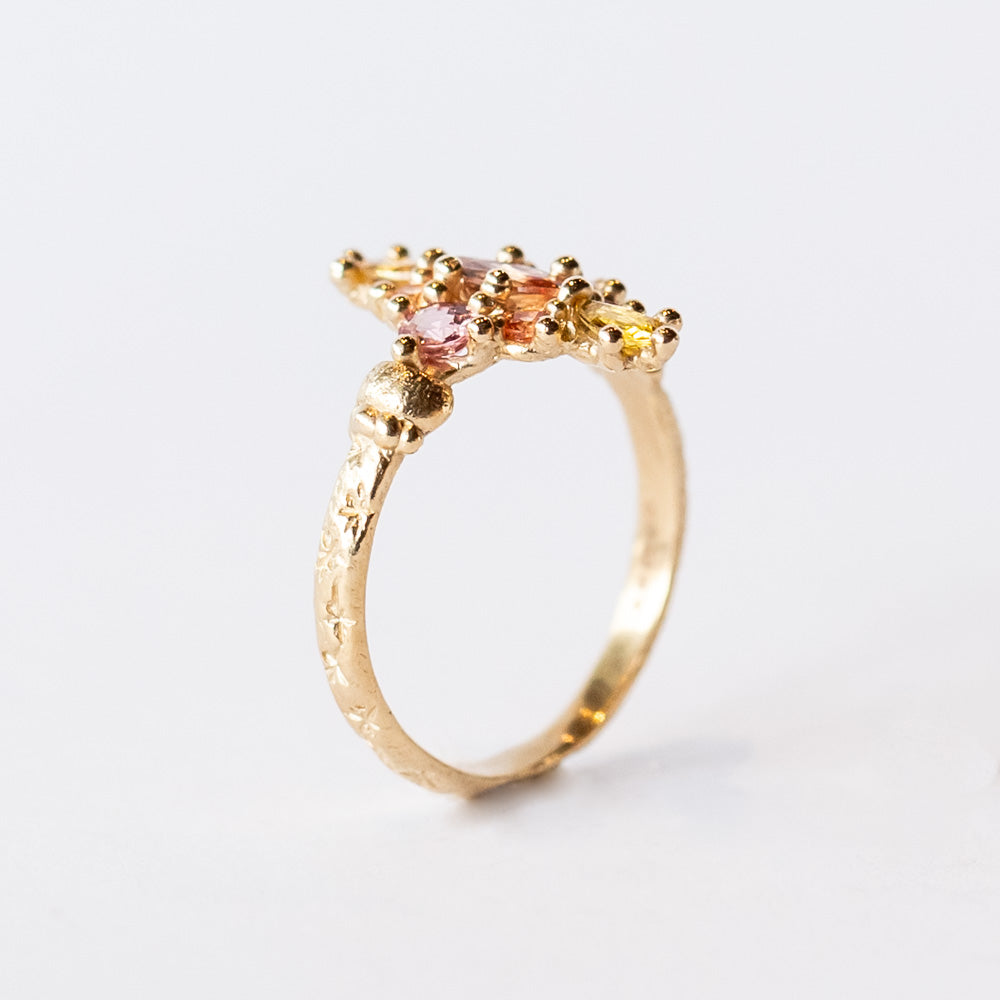 Yellow and Pink Navette Ring