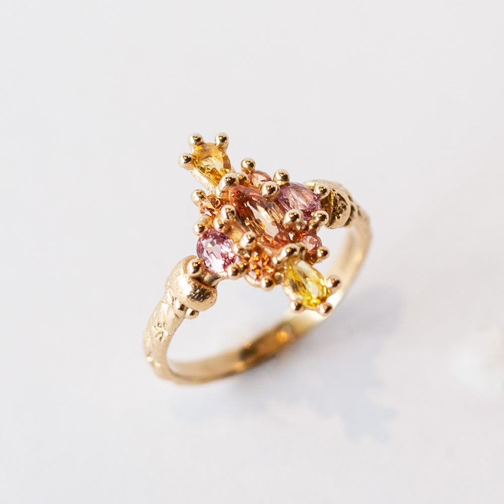 Yellow and Pink Navette Ring