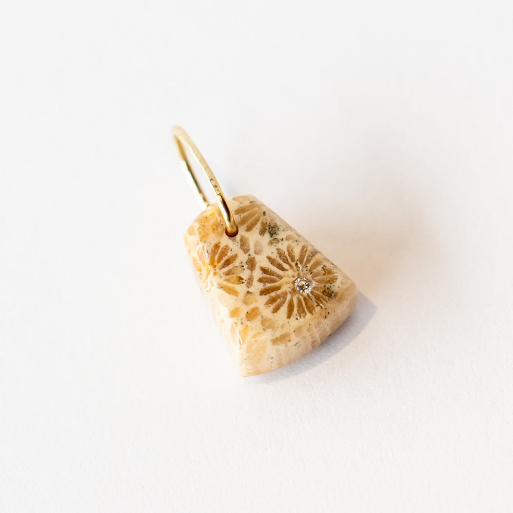 Fossilized Coral and Diamond Mini Chunk Charm