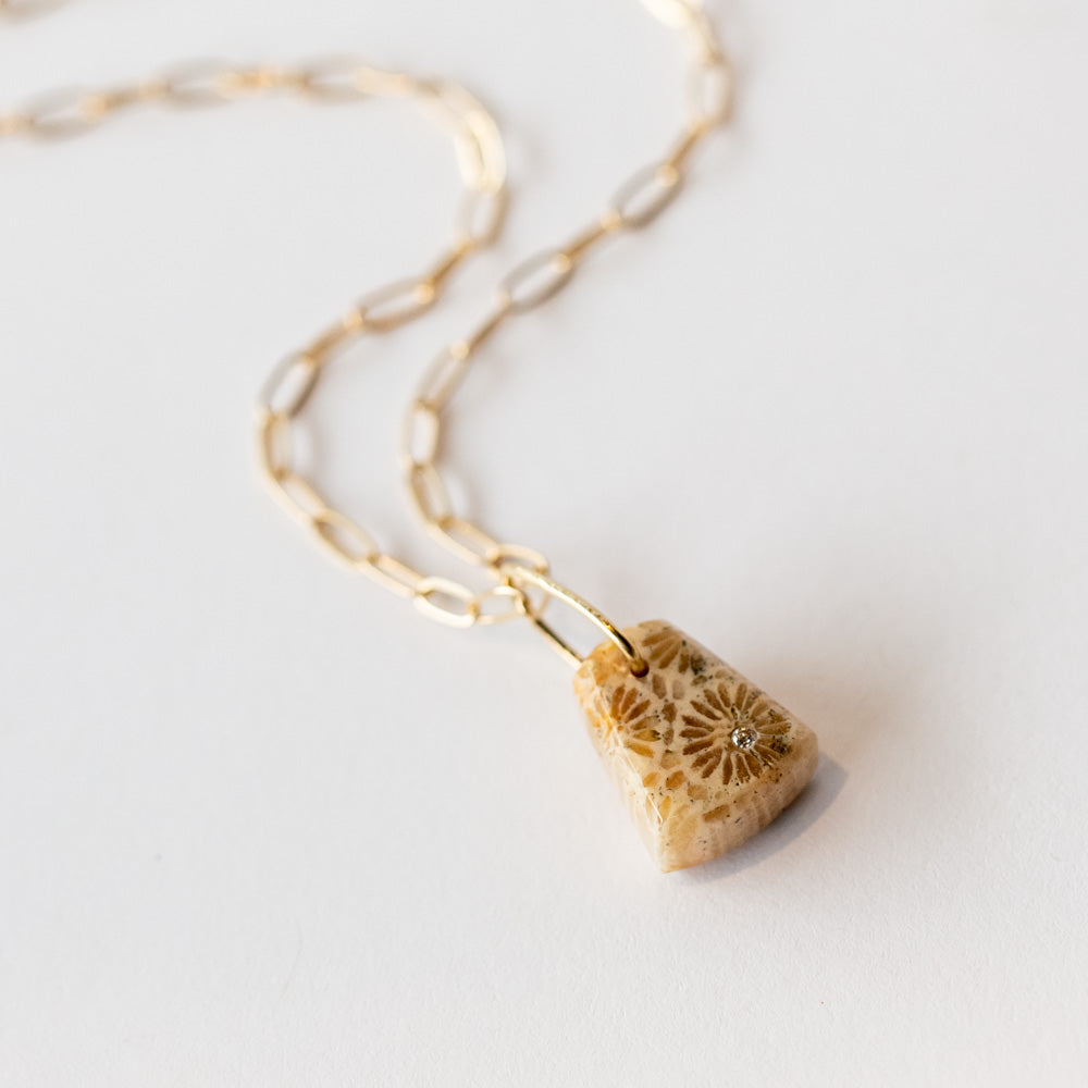 Fossilized Coral and Diamond Mini Chunk Charm