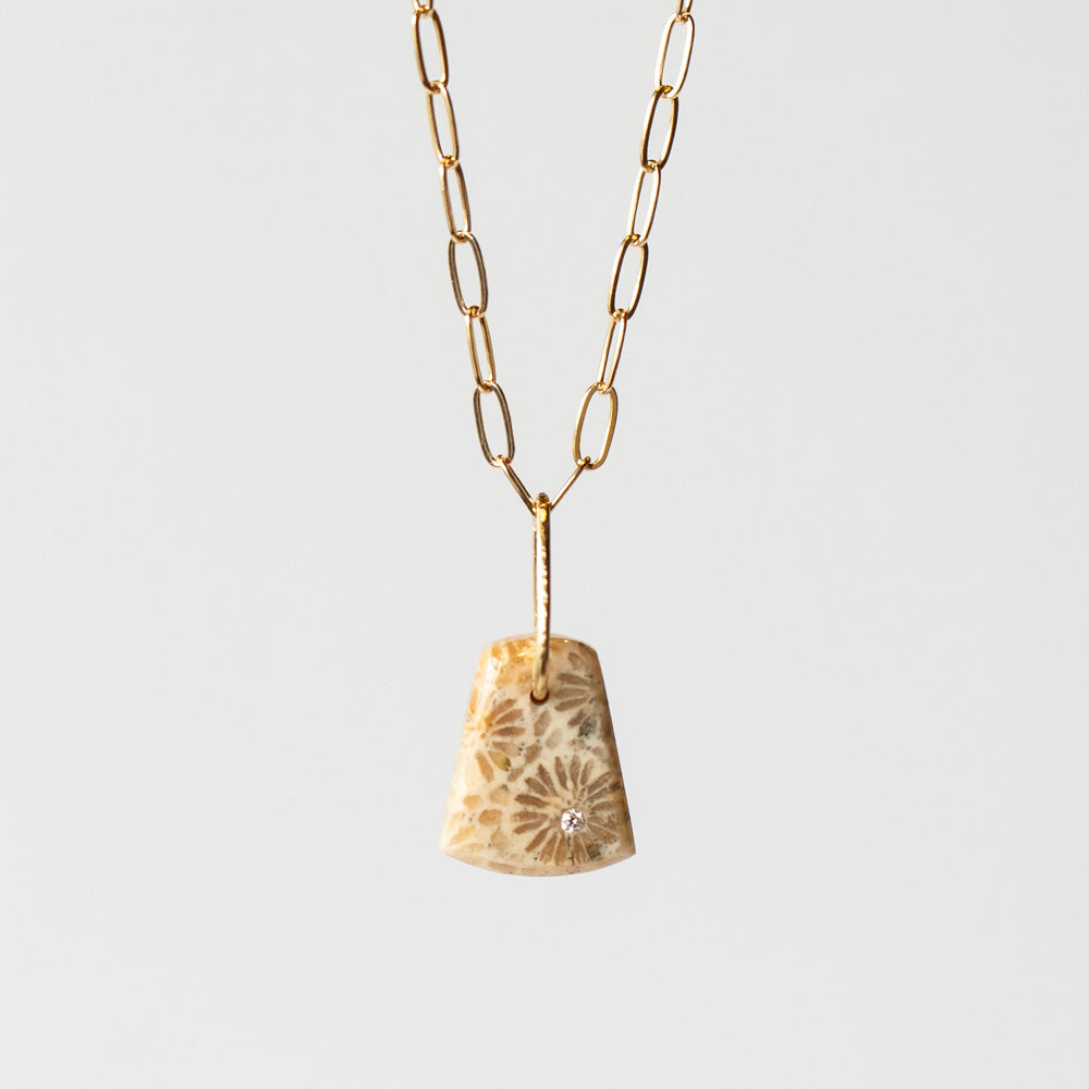 Fossilized Coral and Diamond Mini Chunk Charm