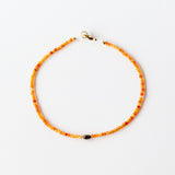 Beaded Carnelian Bracelet with Rustic Diamond