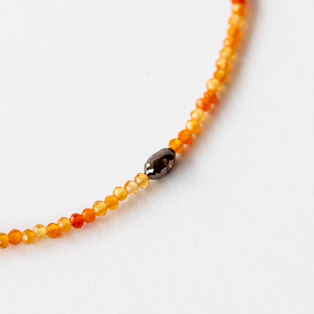Beaded Carnelian Bracelet with Rustic Diamond