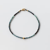 Blue Tourmaline Beaded Bracelet with Gold Bead
