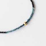 Blue Tourmaline Beaded Bracelet with Gold Bead