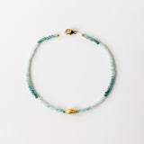 Grandidierite Beaded Bracelet with Gold Bead