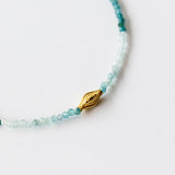 Grandidierite Beaded Bracelet with Gold Bead