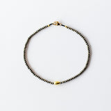 Pyrite Beaded Bracelet with Gold Bead