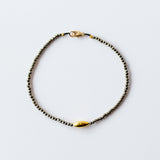 Pyrite Beaded Bracelet with Gold Bead