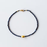 Sapphire Beaded Bracelet with Gold Bead