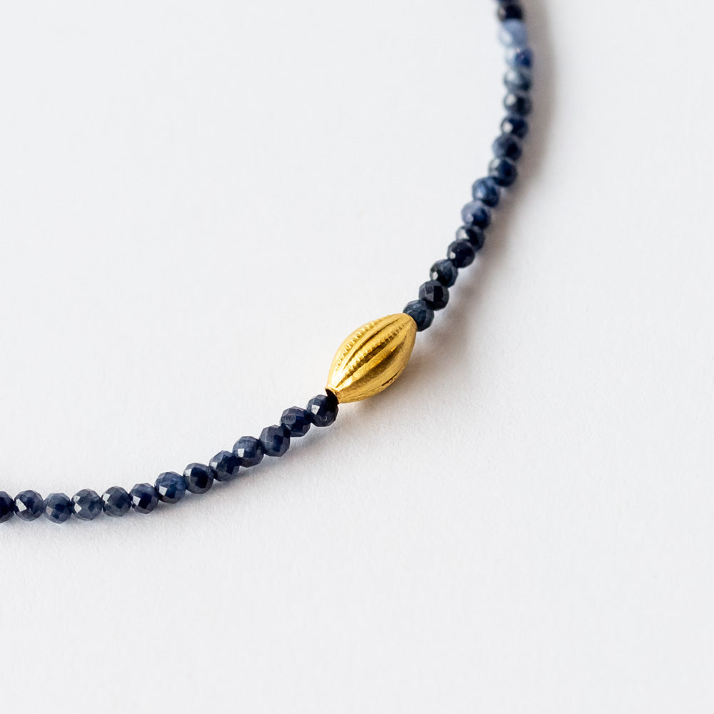 Sapphire Beaded Bracelet with Gold Bead