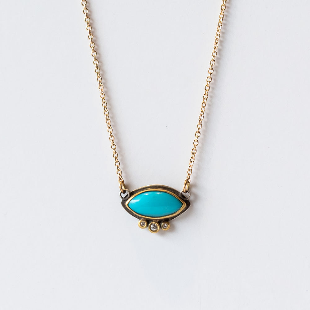 Marquise Turquoise Necklace with Diamonds