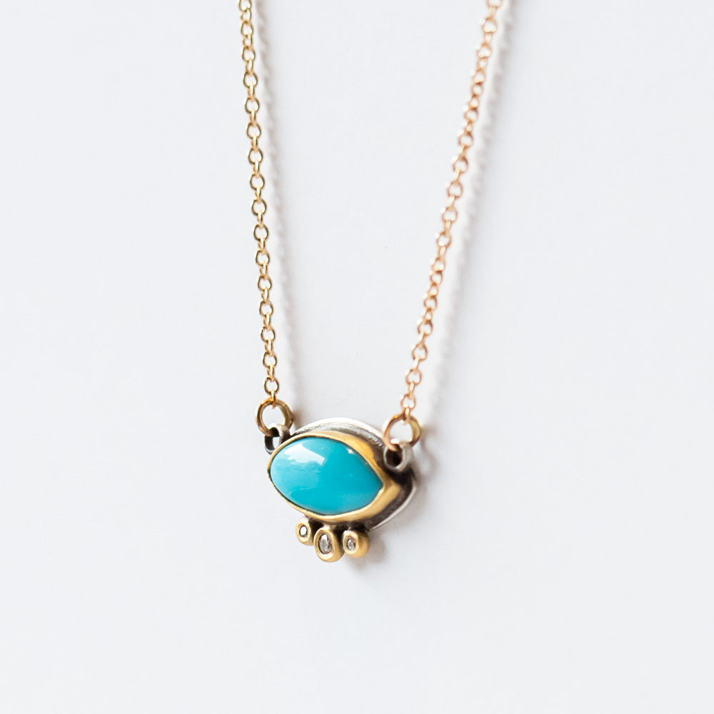 Marquise Turquoise Necklace with Diamonds