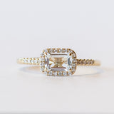 Suzanne Kalan | 14k Emerald Cut White Topaz Halo Ring