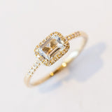 Suzanne Kalan | 14k Emerald Cut White Topaz Halo Ring