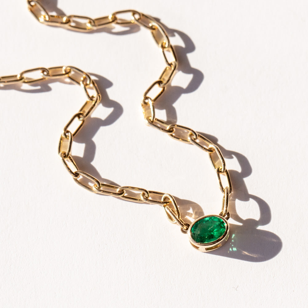 Single Stone Emerald Leah Necklace – LAPIS