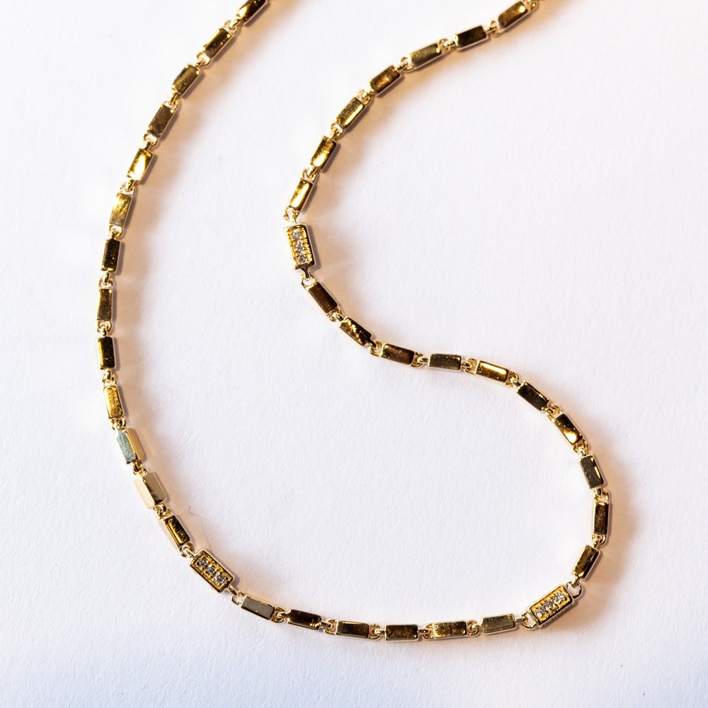 Suzanne Kalan | 18k Thin Pave Diamond Block Chain