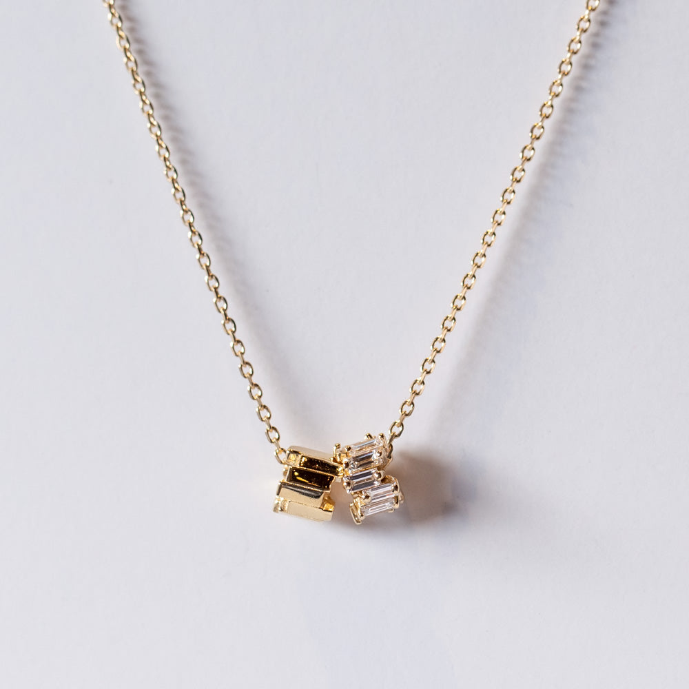 Suzanne Kalan | 18k Infinite Baguette Diamond and Golden Rondelle Necklace