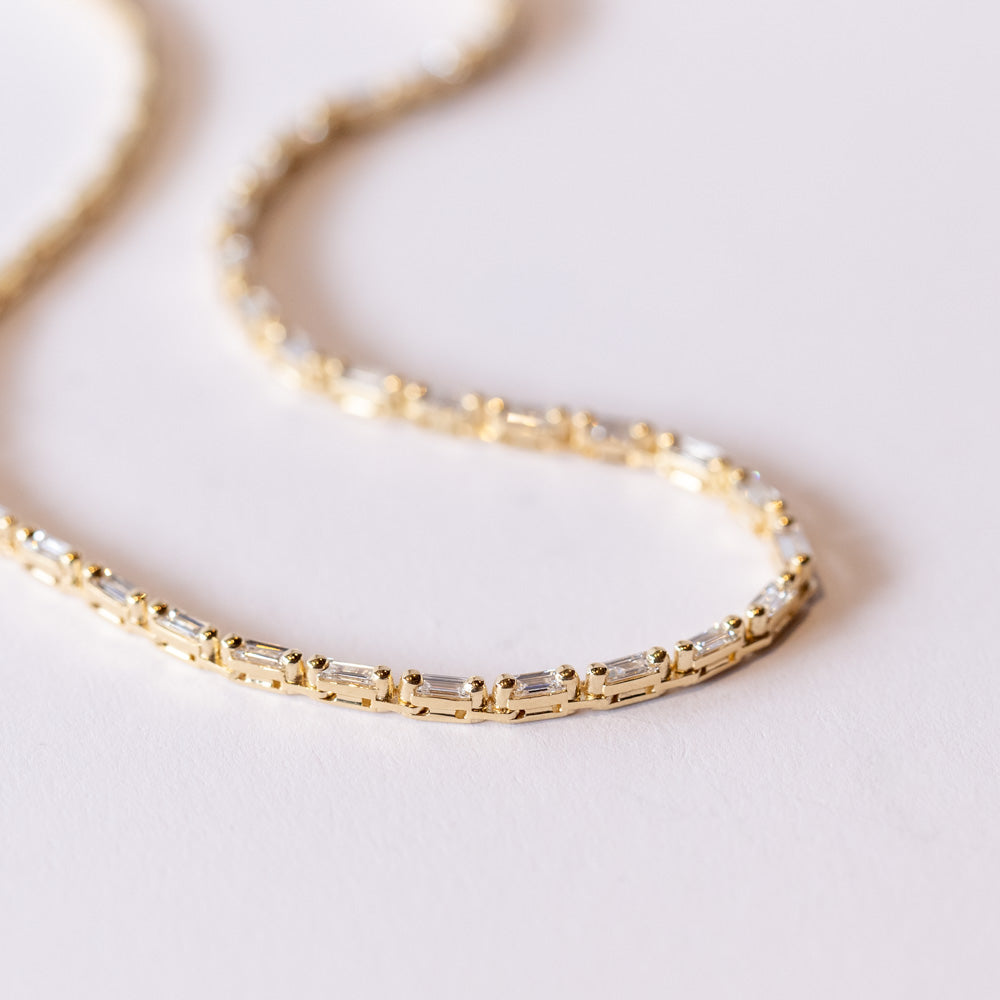Suzanne Kalan | 18k Linear Half Diamond Tennis Necklace