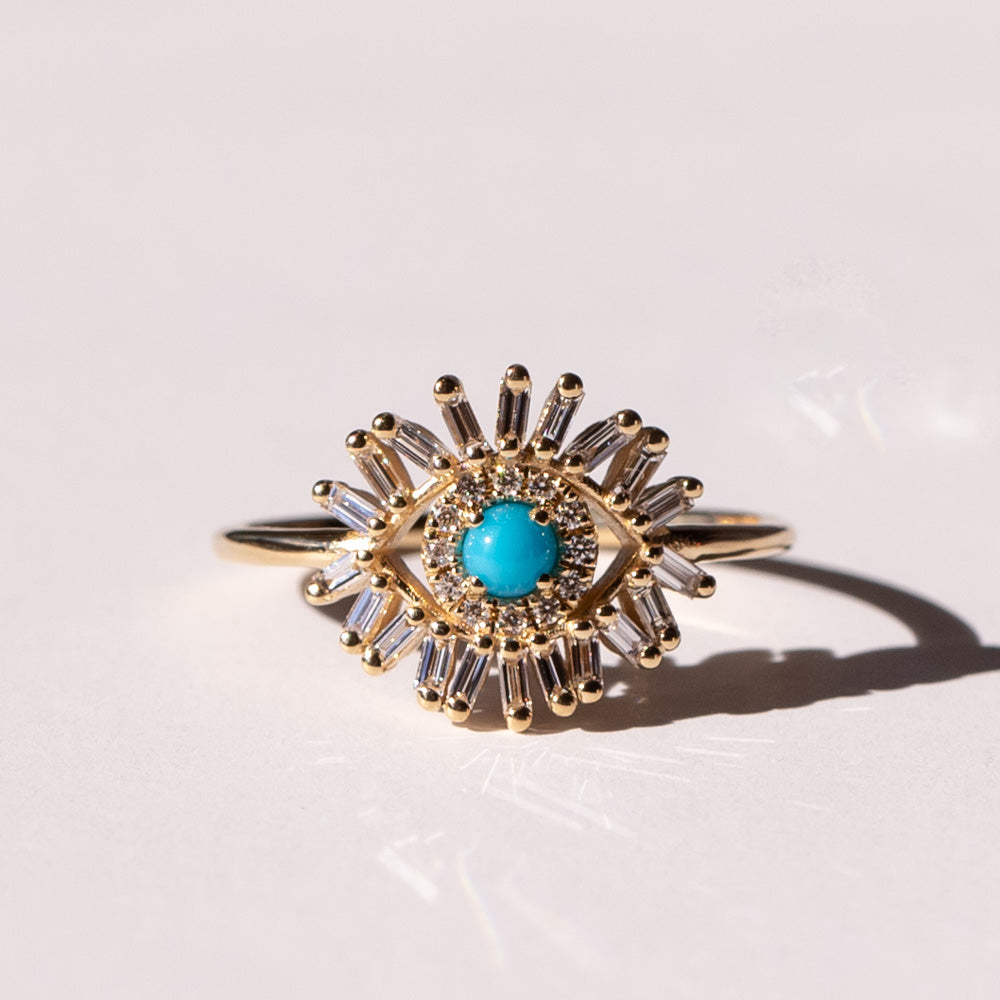 Suzanne Kalan | 18k Mini Evil Eye Ring, Turquoise