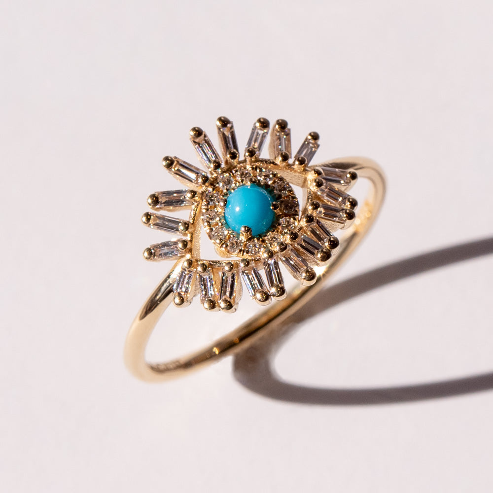 Suzanne Kalan | 18k Mini Evil Eye Ring, Turquoise