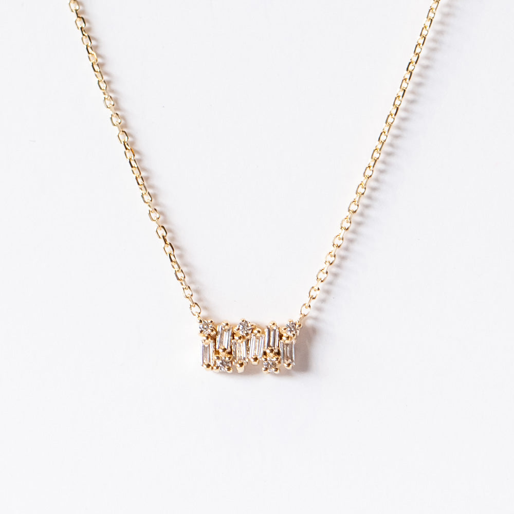 Suzanne Kalan | 18k Small Shimmer Diamond Bar Necklace