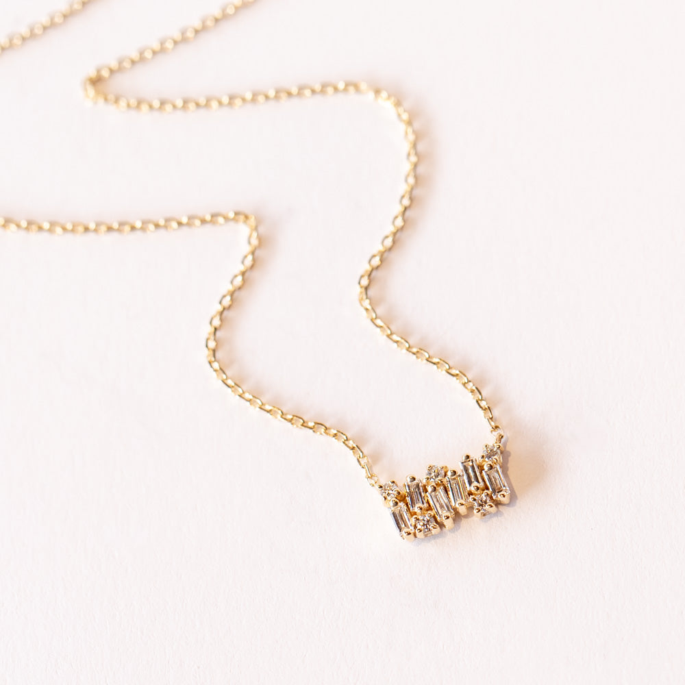 Suzanne Kalan | 18k Small Shimmer Diamond Bar Necklace