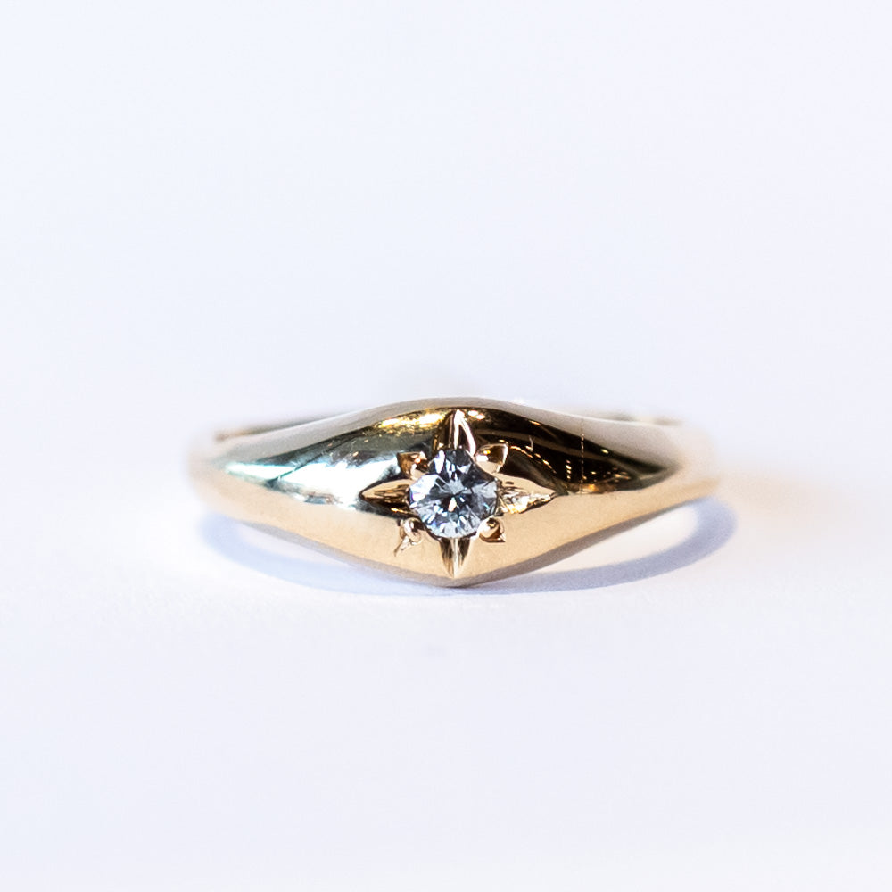True North Diamond Signet Ring