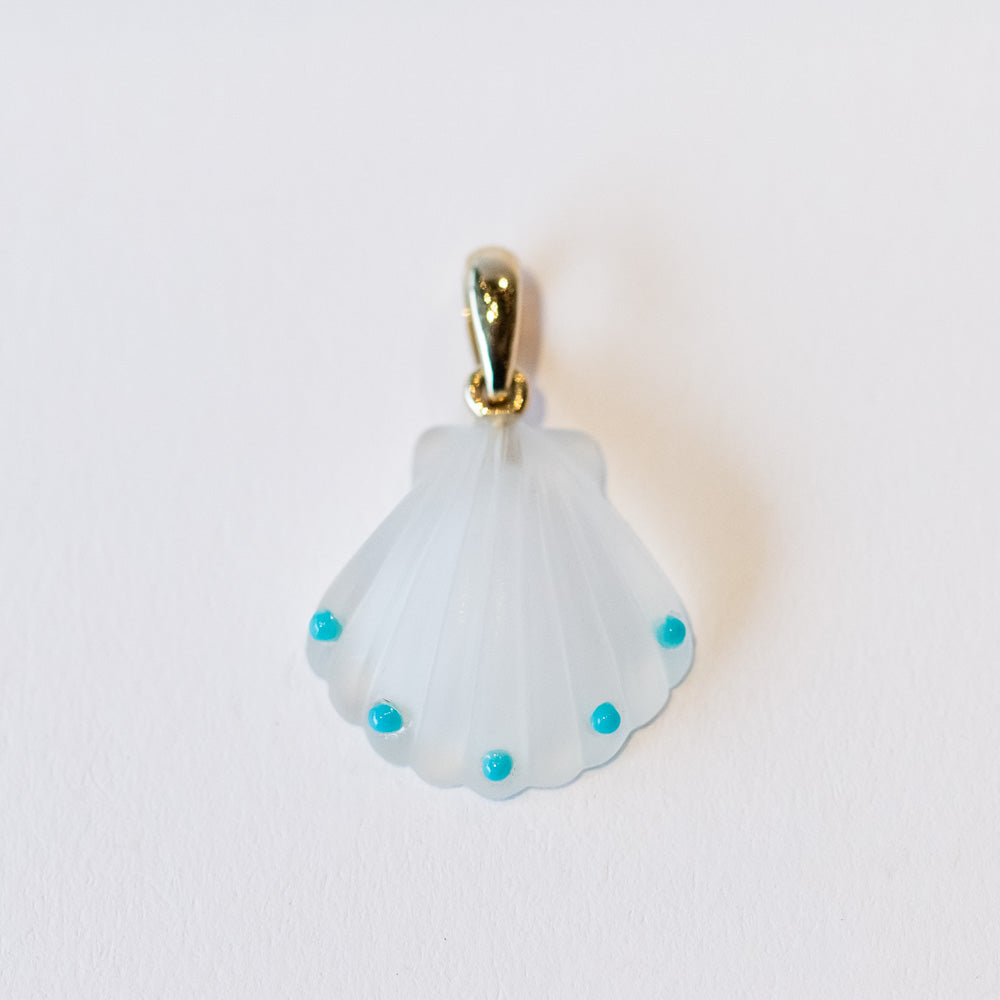 Turquoise and Quartz Scallop Shell Charm