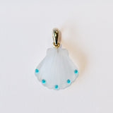 Turquoise and Quartz Scallop Shell Charm