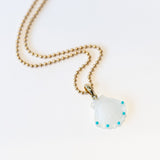 Turquoise and Quartz Scallop Shell Necklace