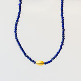 Lapis Beaded Necklace with Gold Bead